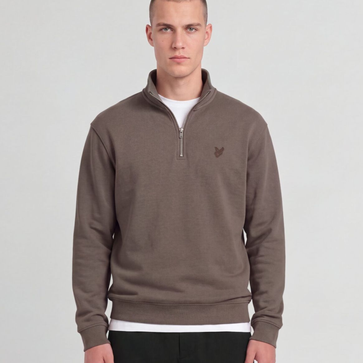 Lyle & Scott Superfine Quarter Zip Pullover Braun