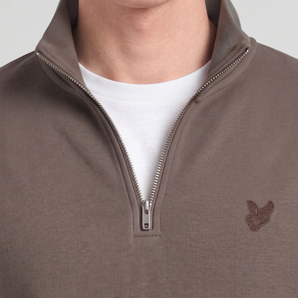 Lyle & Scott Superfine Quarter Zip Pullover Braun