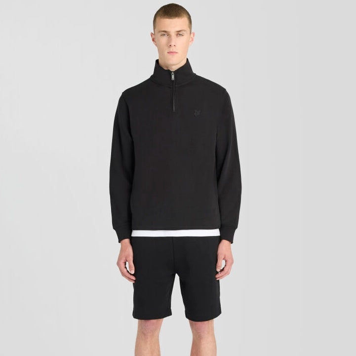 Lyle & Scott Superfine Pullover mit halbem Reißverschluss Pullover Schwarz
