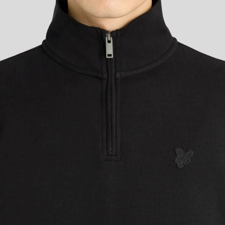 Lyle & Scott Superfine Pullover mit halbem Reißverschluss Pullover Schwarz