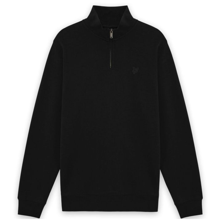 Lyle & Scott Superfine Pullover mit halbem Reißverschluss Pullover Schwarz