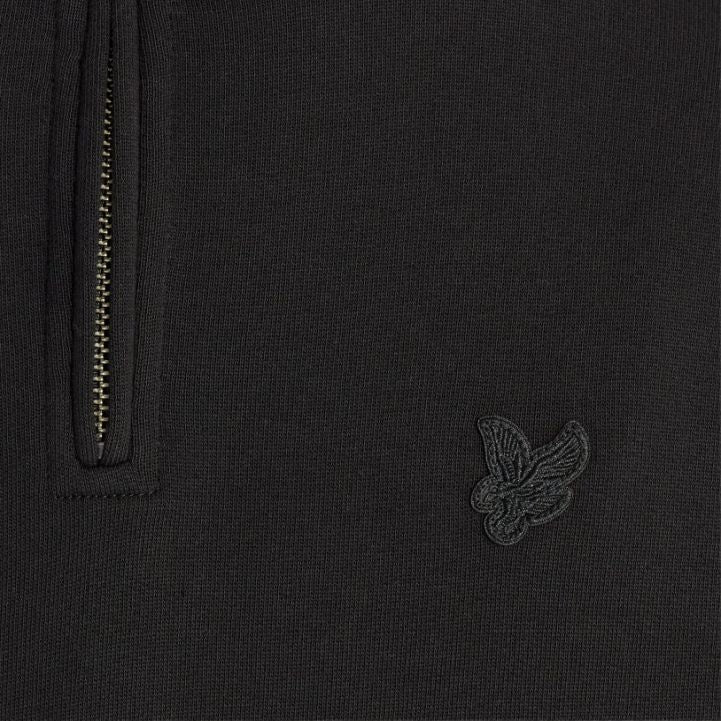 Lyle & Scott Superfine Pullover mit halbem Reißverschluss Pullover Schwarz