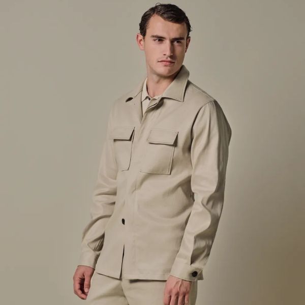 Profuomo Linen Cotton Überhemd Beige