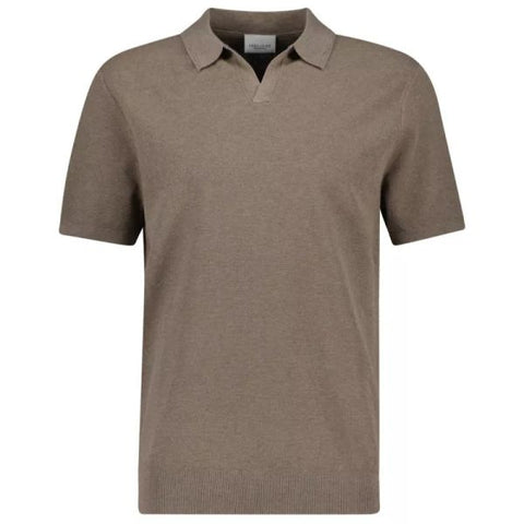 Profuomo Luxury Poloshirt mit offenem Kragen Braun