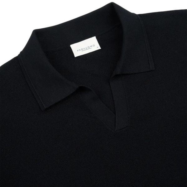 Profuomo Luxury Poloshirt mit offenem Kragen Marine