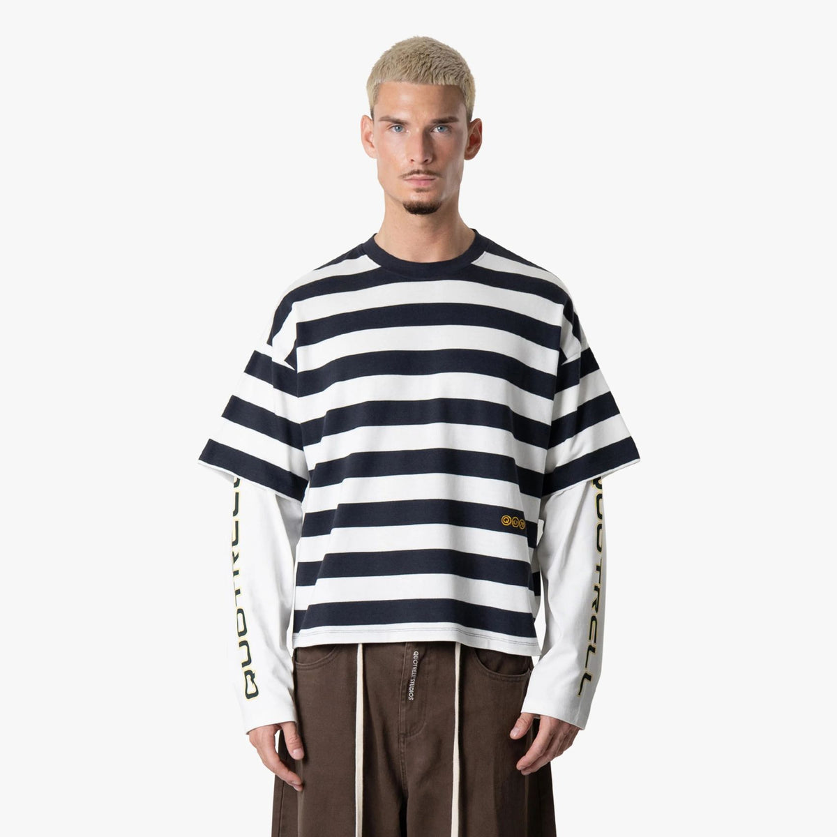 Quotrell Form Langarm-T-shirt Marine/Weiß