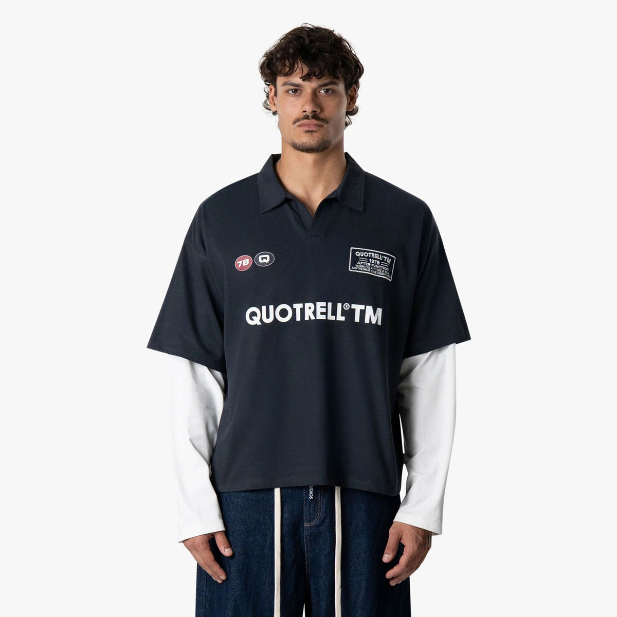 Quotrell Function Langarm-Poloshirt Marine