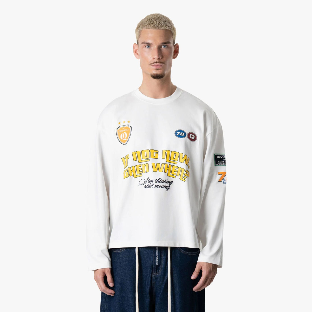 Quotrell Grid Longsleeve T-shirt Weiß