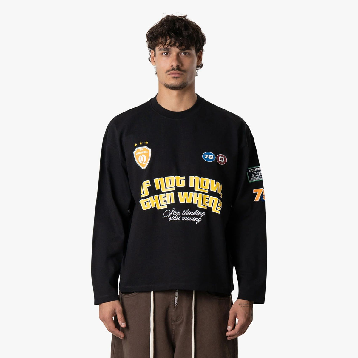 Quotrell Grid Longsleeve T-shirt Schwarz