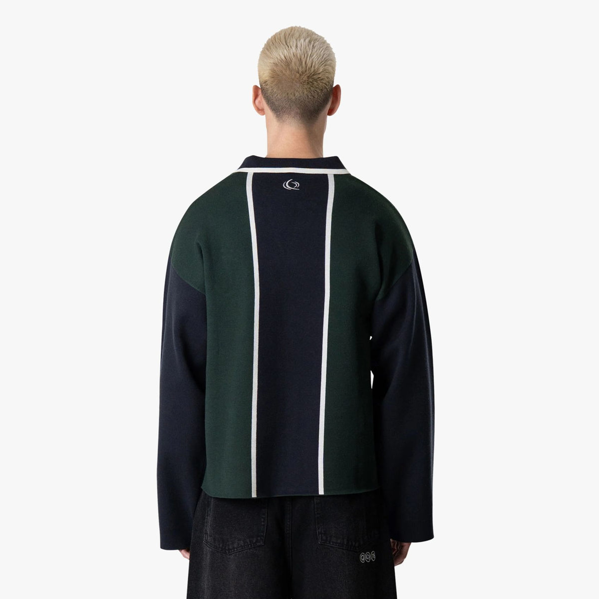 Quotrell Madrid Strick-Langarm-Poloshirt Marine/Dunkelgrün