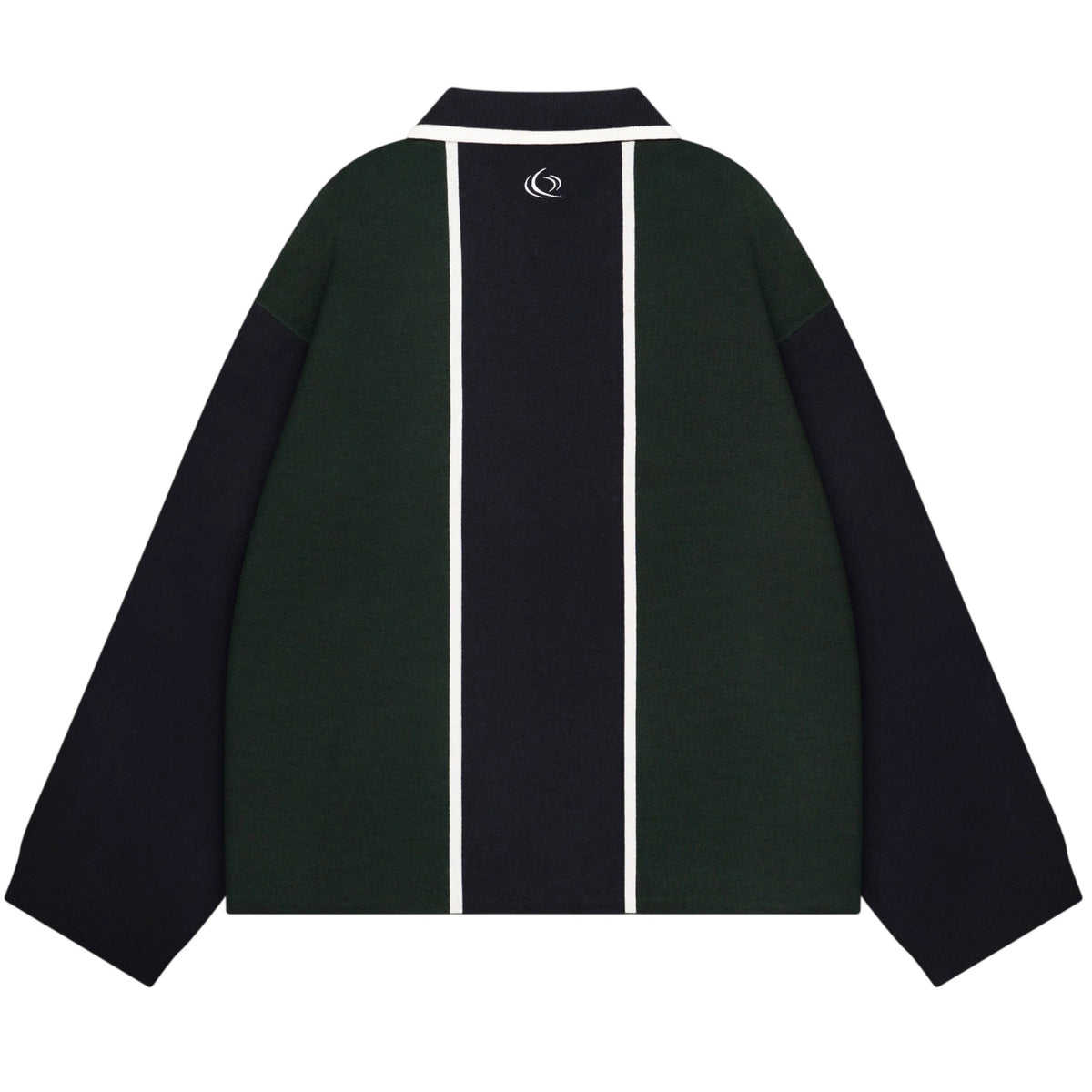 Quotrell Madrid Strick-Langarm-Poloshirt Marine/Dunkelgrün