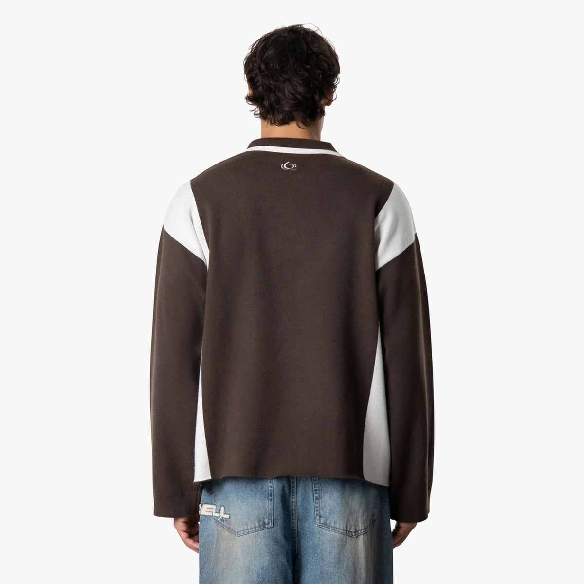 Quotrell Mono Gestricktes Langarm-Poloshirt Braun