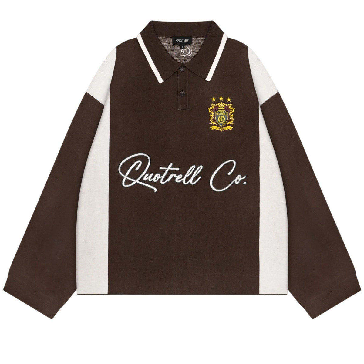 Quotrell Mono Gestricktes Langarm-Poloshirt Braun