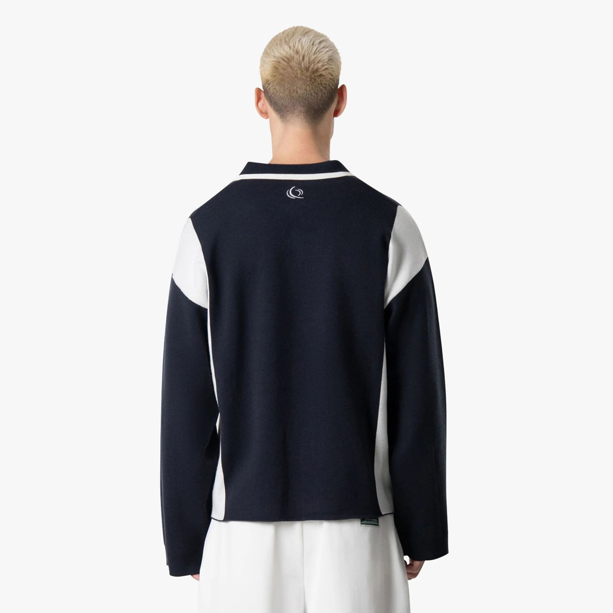 Quotrell Mono Gestrikt Langarm-Poloshirt Marine