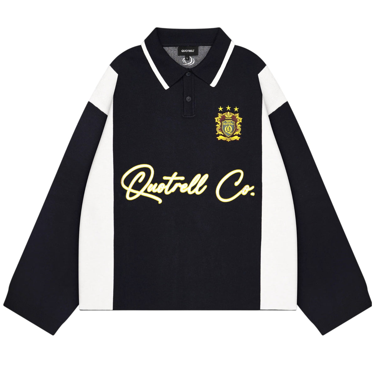 Quotrell Mono Gestrikt Langarm-Poloshirt Marine