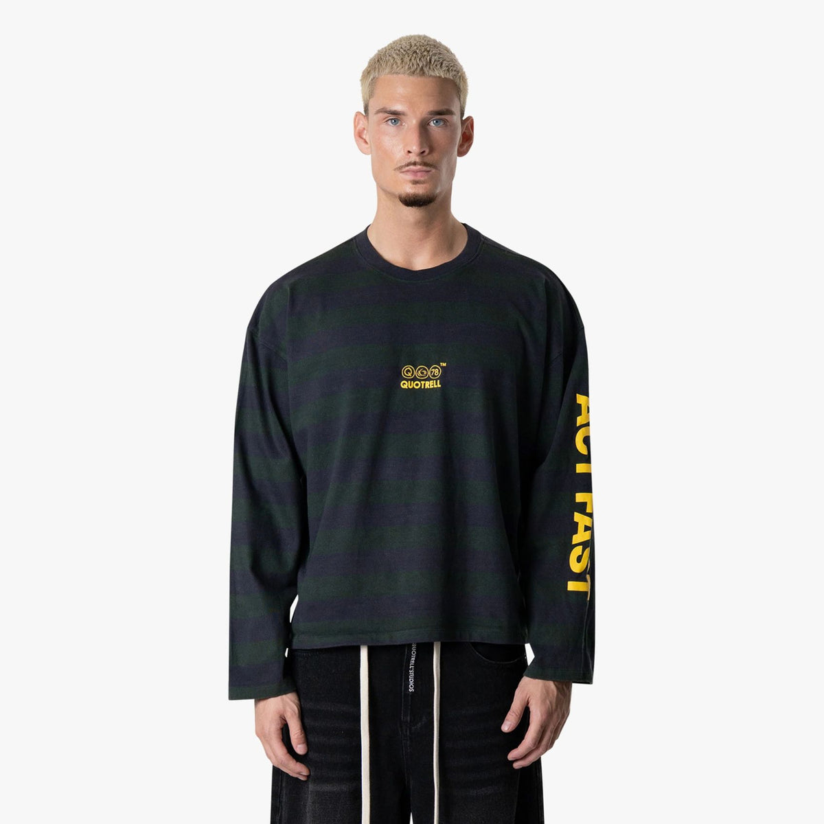 Quotrell Moving Langarm-T-shirt Marine/Dunkelgrün