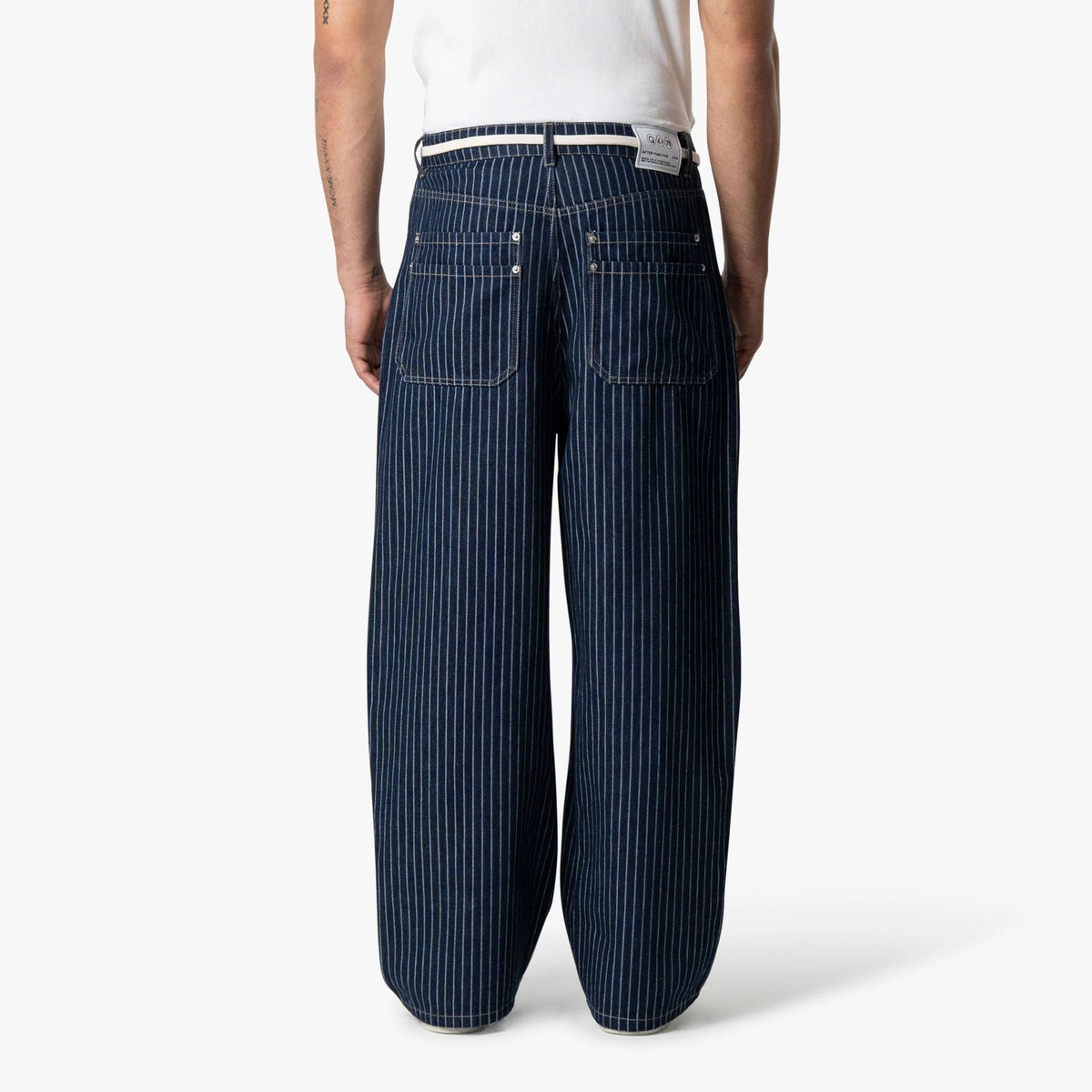 Quotrell Pinstripe Denim Jeans Blau