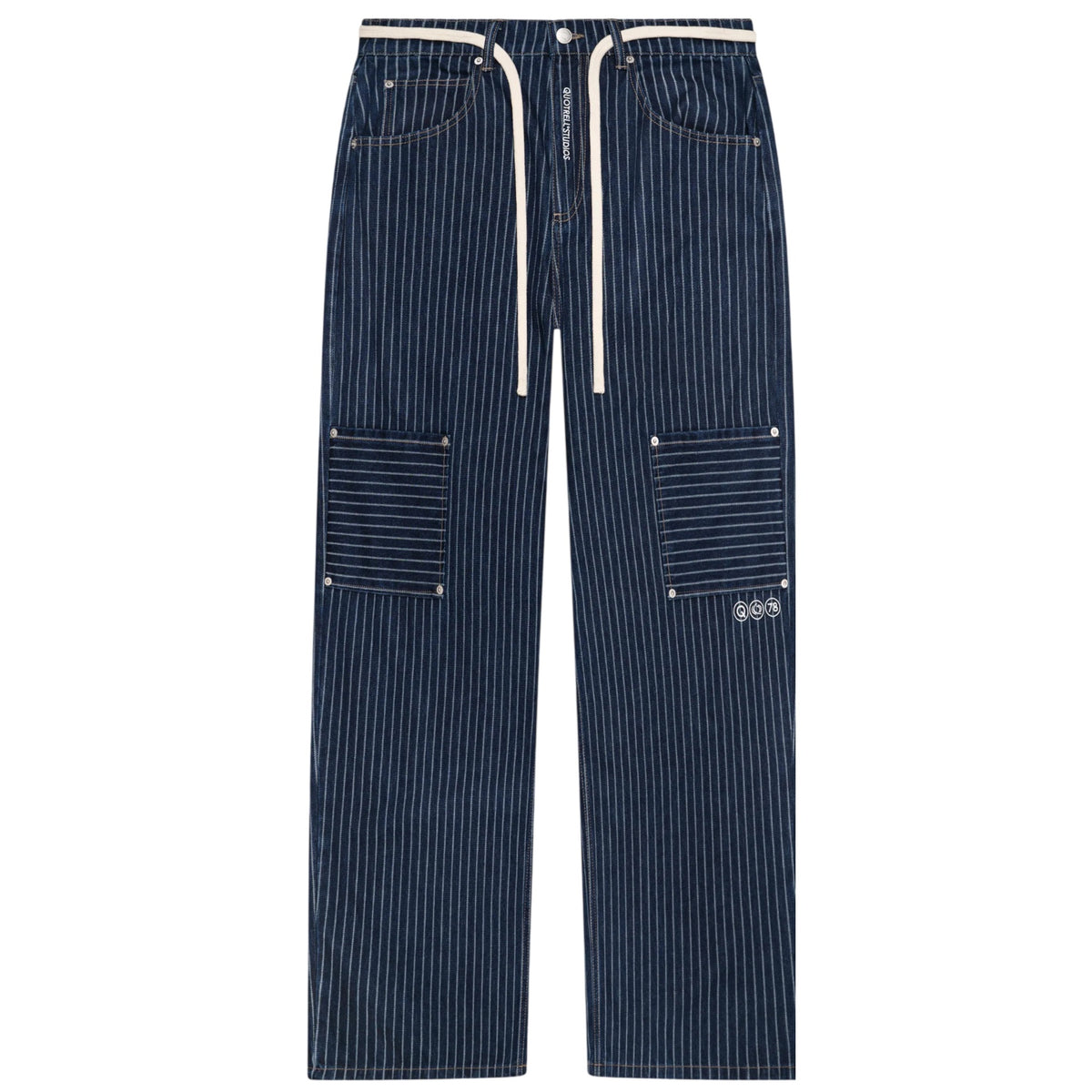 Quotrell Pinstripe Denim Jeans Blau