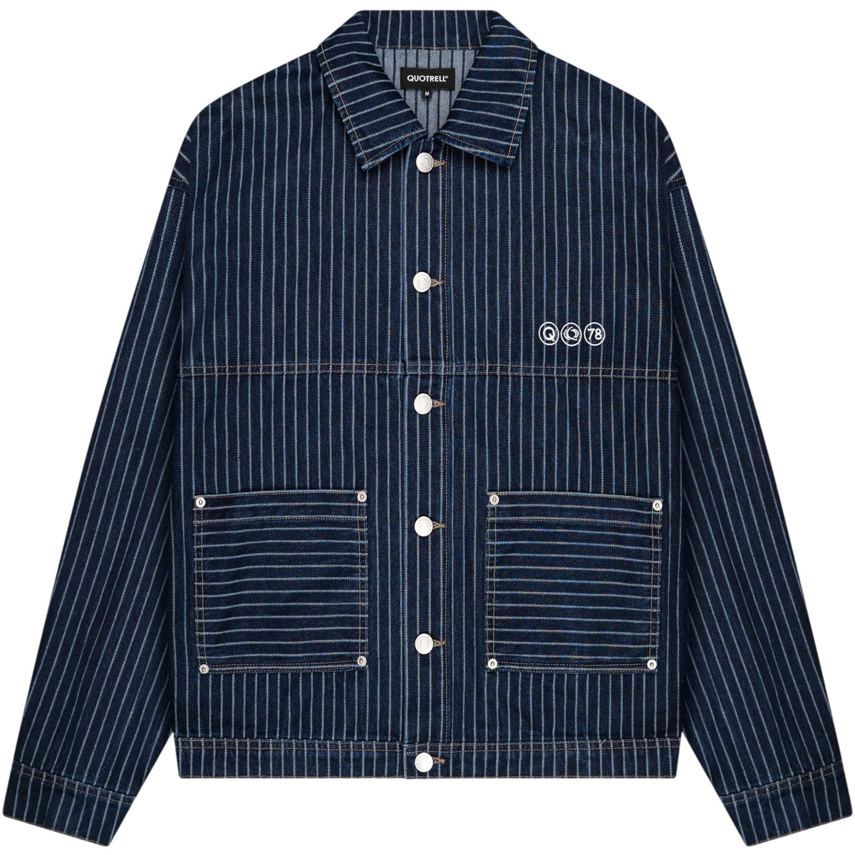 Quotrell Pinstripe Denim Jacket Blau