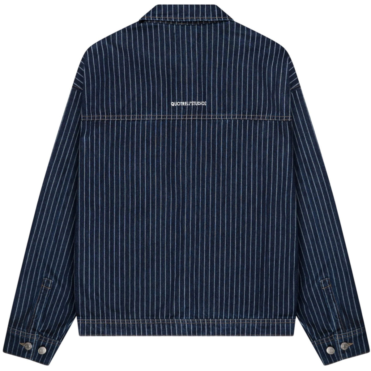Quotrell Pinstripe Denim Jacket Blau