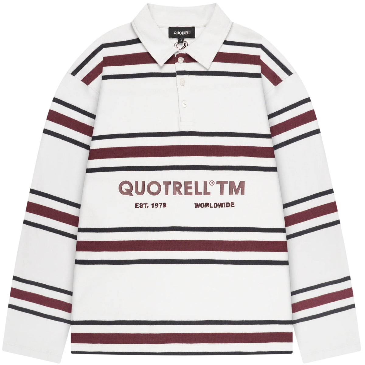 Quotrell Gestreiftes Langarm-Poloshirt Hellblau