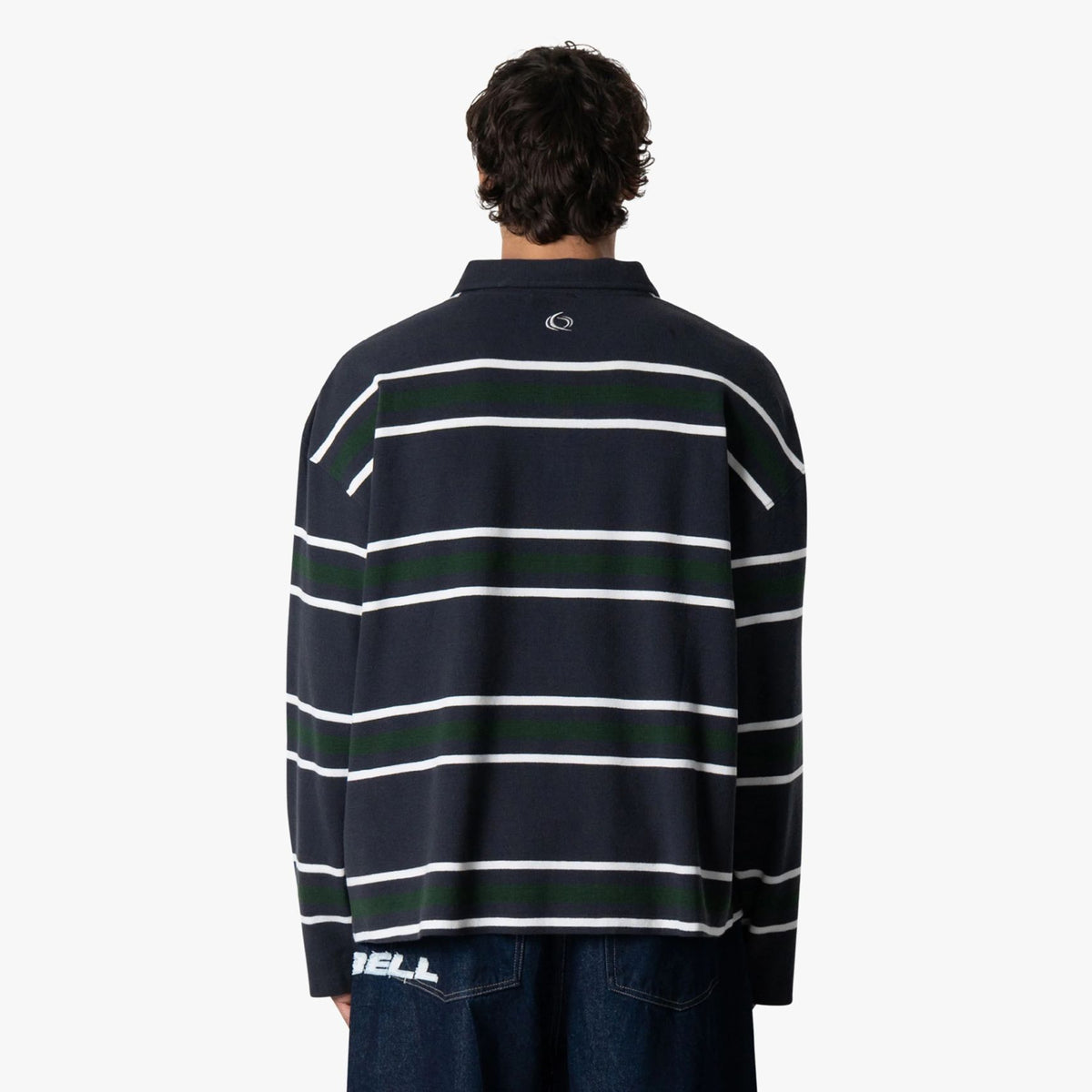Quotrell Gestreiftes Langarm-Poloshirt Marine