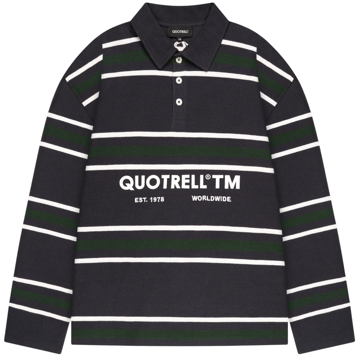 Quotrell Gestreiftes Langarm-Poloshirt Marine