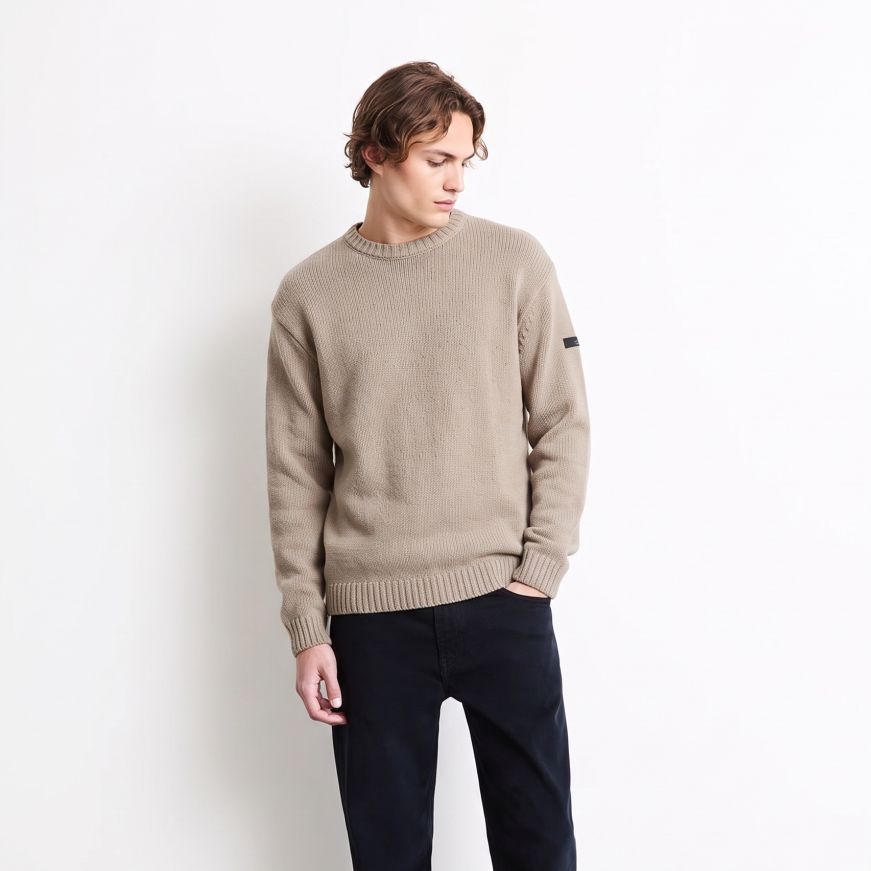 Roberto Ricci Designs Cinematt Round Knit Pullover Beige