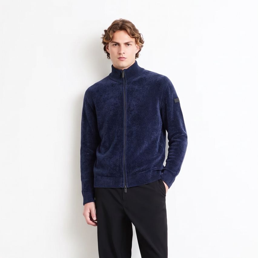Roberto Ricci Designs Samt-Strickweste Dunkelblau