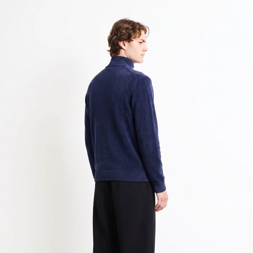 Roberto Ricci Designs Samt-Strickweste Dunkelblau