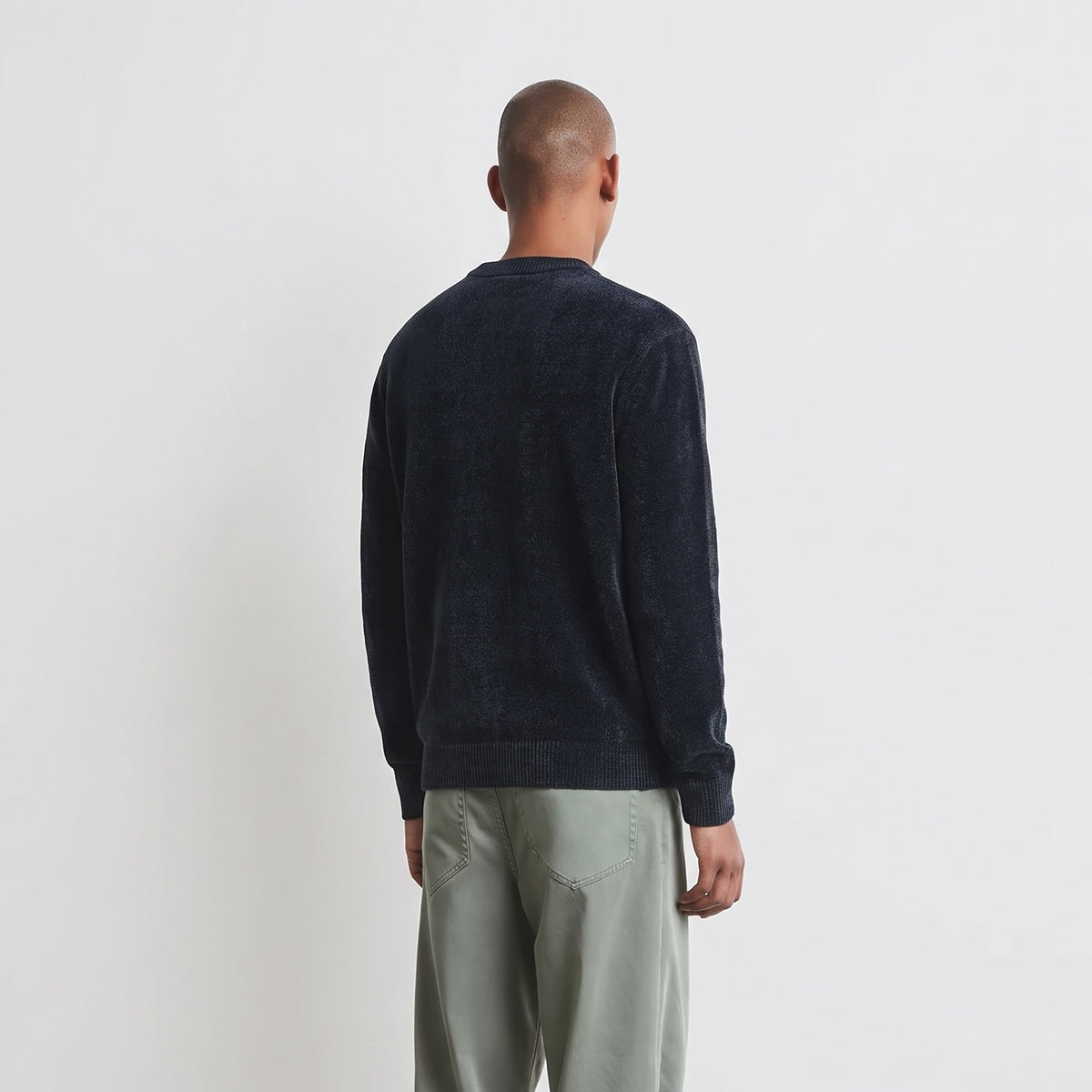 Roberto Ricci Designs Samtiger Rundhals-Pullover Anthrazit