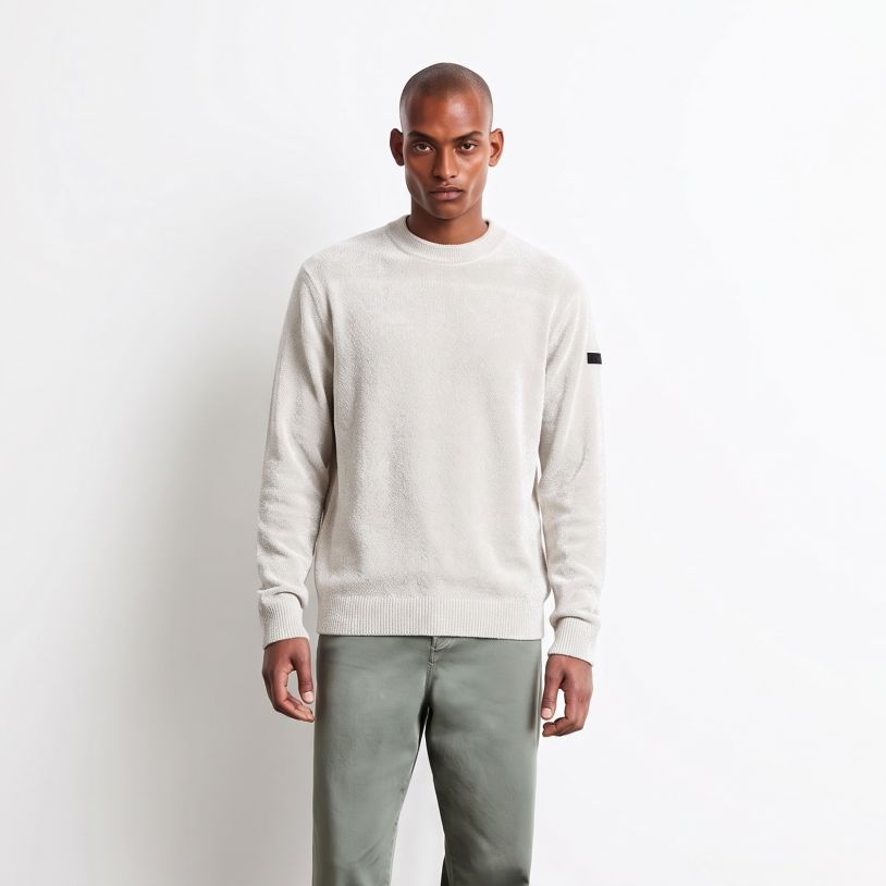 Roberto Ricci Designs Samt-Rundhals-Pullover Offwhite