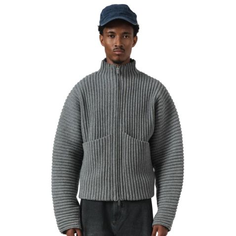 Seventh Globe Rib Knit Cardigan Grau