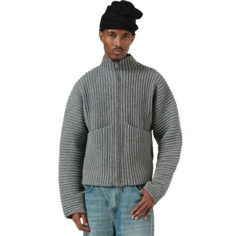 Seventh Globe Rib Knit Cardigan Grau