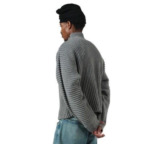 Seventh Globe Rib Knit Cardigan Grau