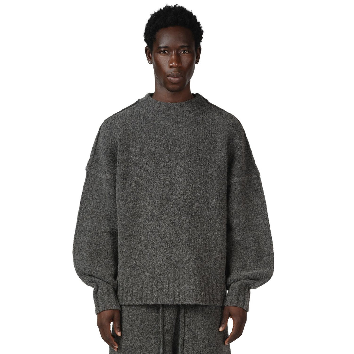 Seventh Wollstrick-Poloshirt-Pullover Anthrazit