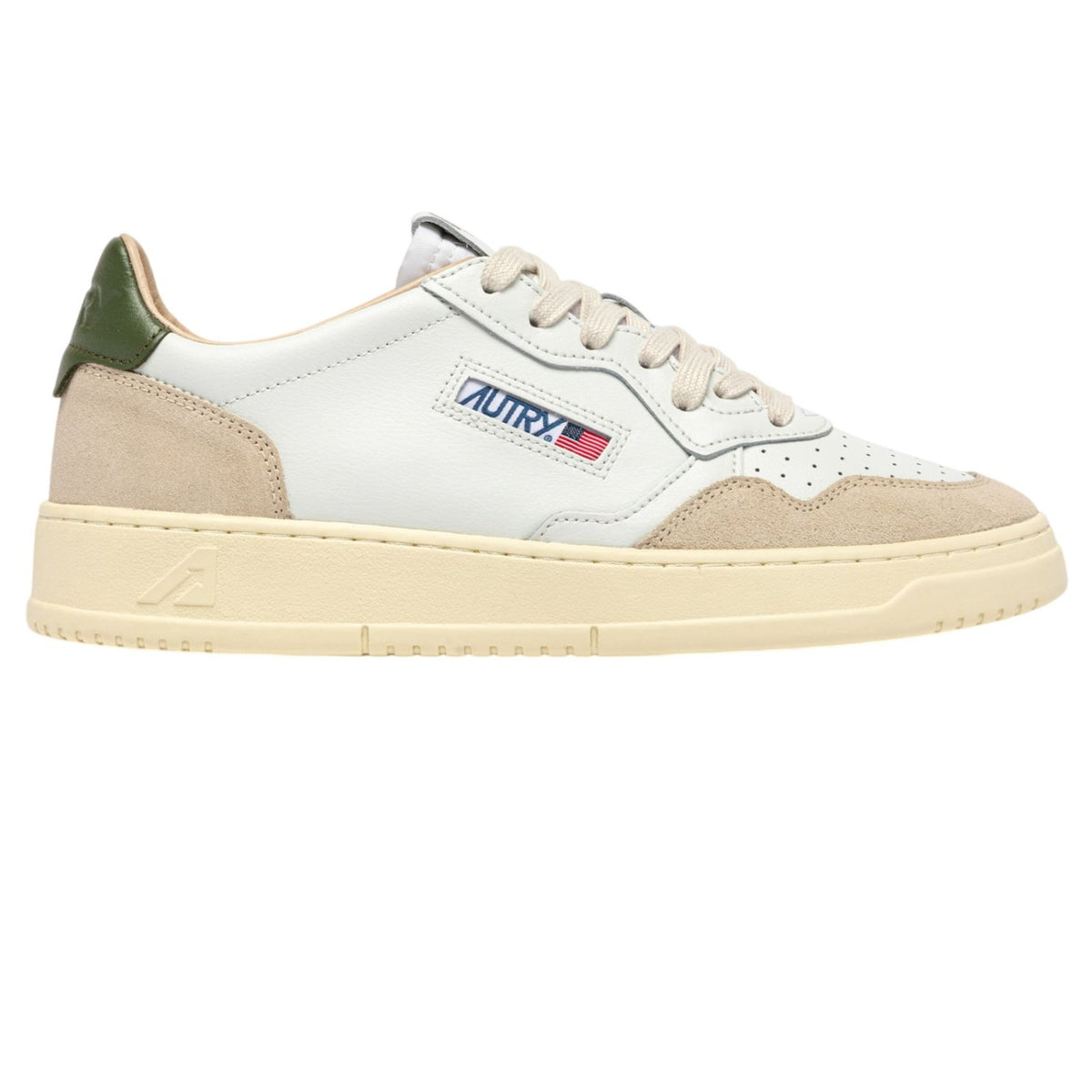 Autry Medalist Low Sneaker Weiß/Beige/Dunkelgrün