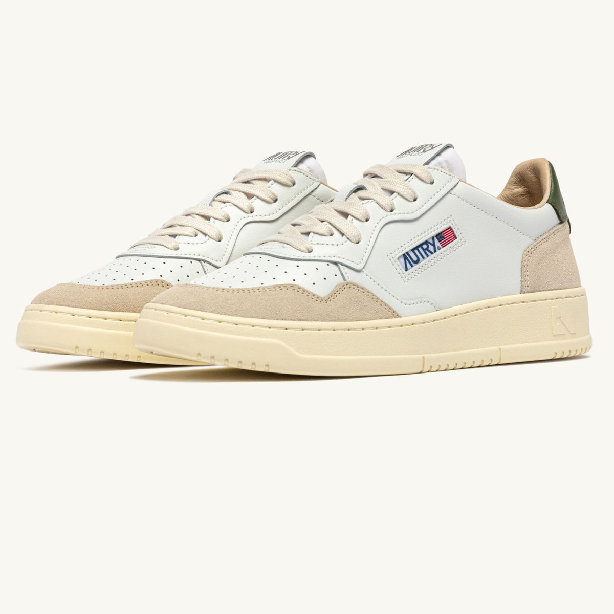 Autry Medalist Low Sneaker Weiß/Beige/Dunkelgrün