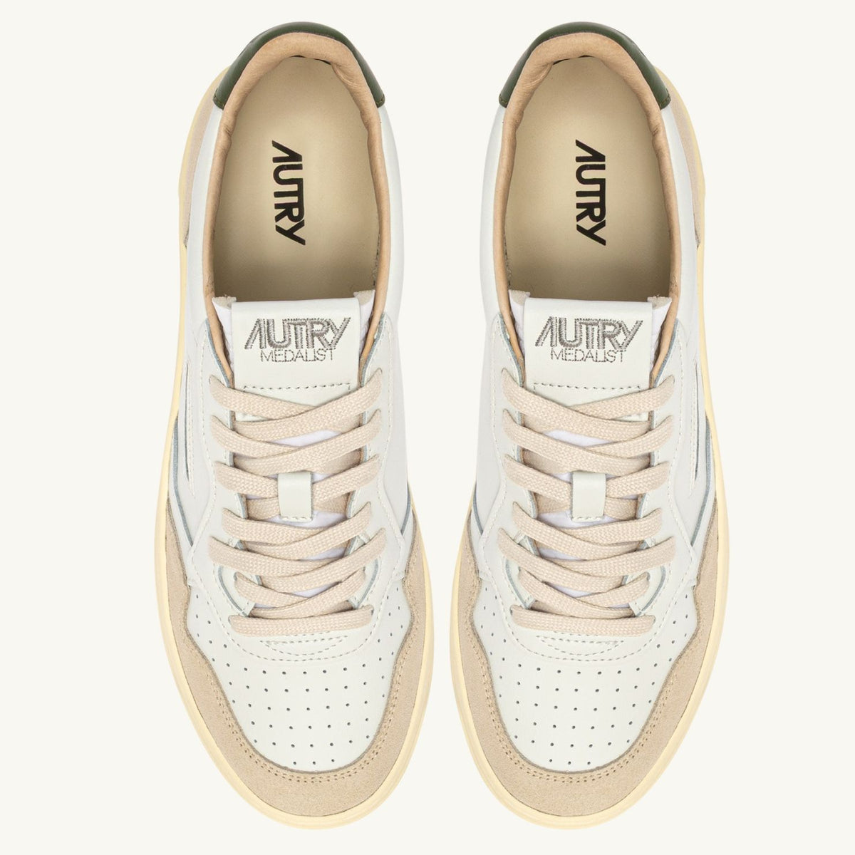 Autry Medalist Low Sneaker Weiß/Beige/Dunkelgrün