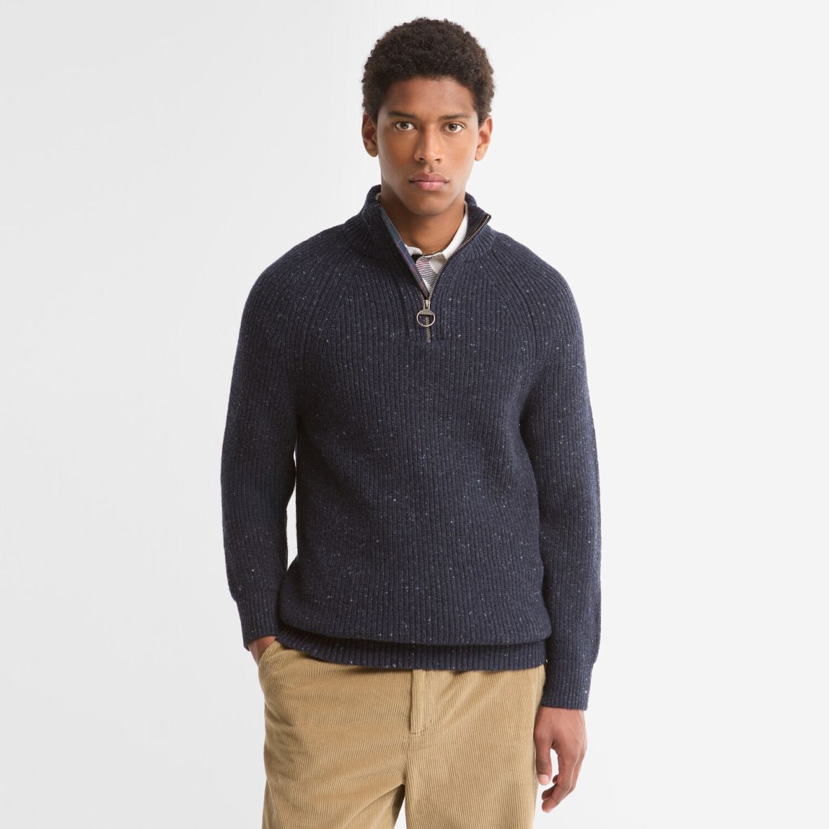 Barbour Essentials Fleck Half-Zip Pullover Marine