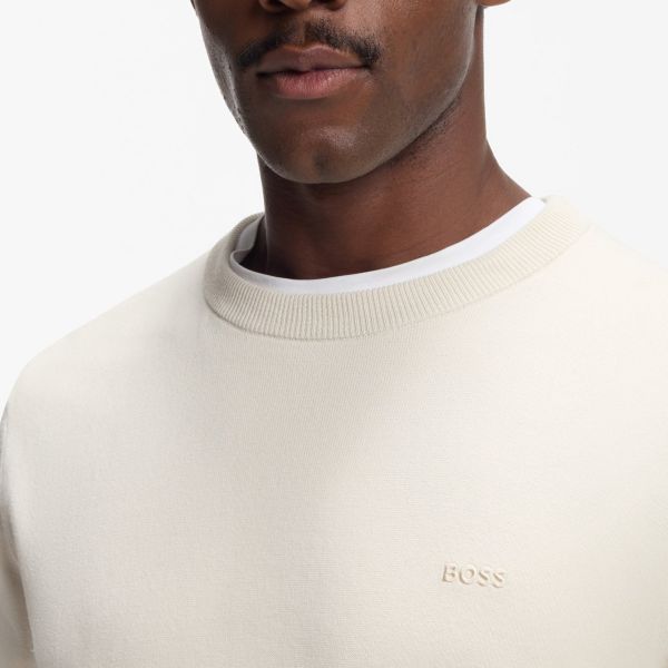 Boss Upacas Knit Sweater Off White