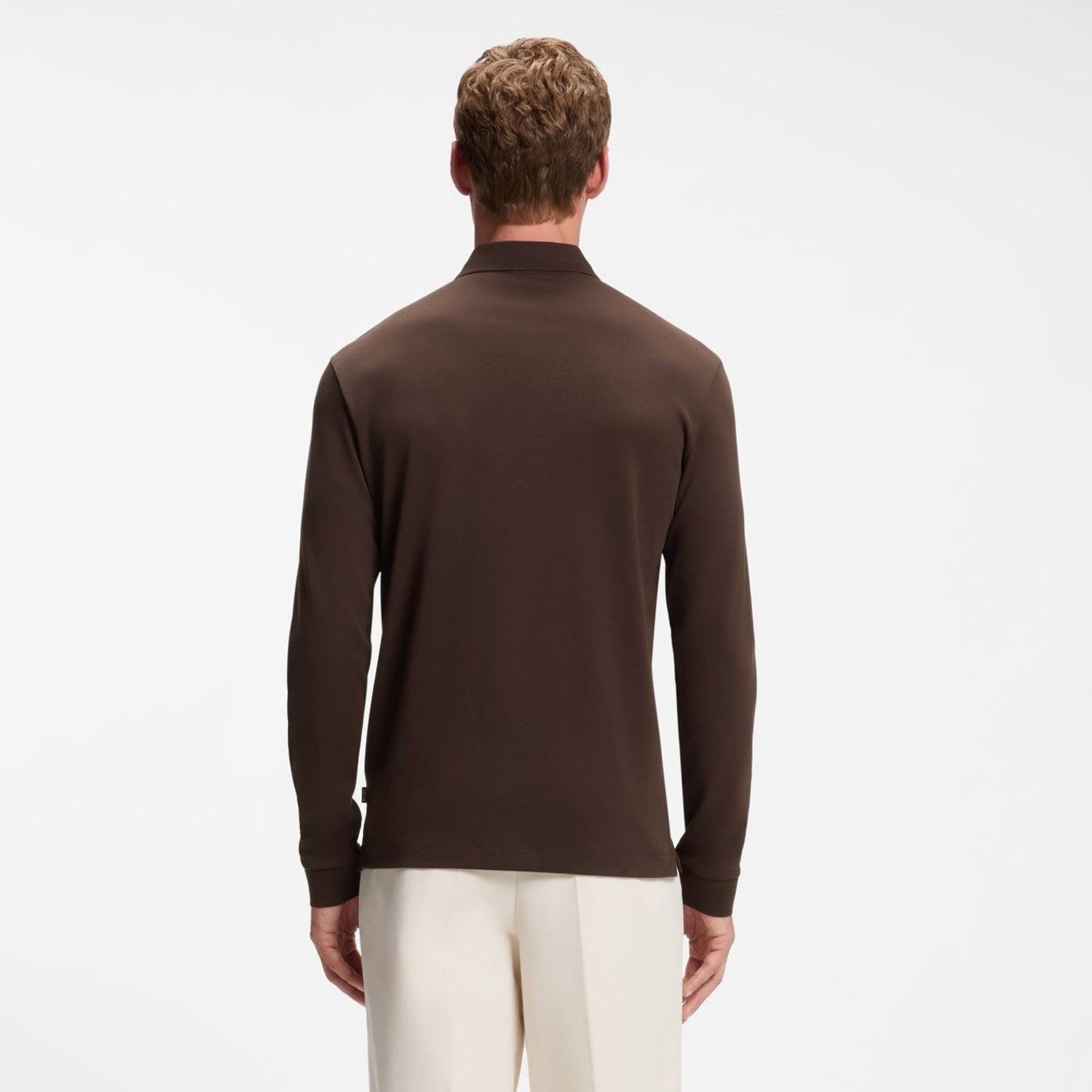 Boss Pado Langarm-Poloshirt Braun