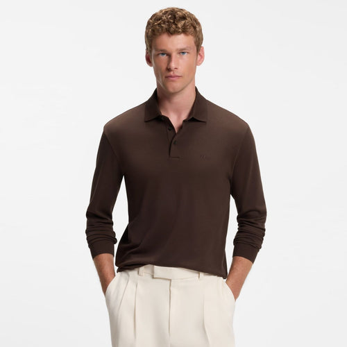 Boss Pado Langarm-Poloshirt Braun