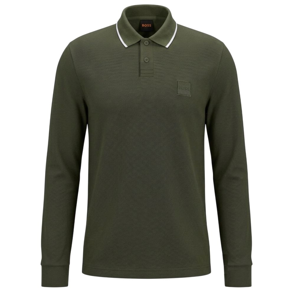 Boss Passerford Langarm-Poloshirt Dunkelgrün
