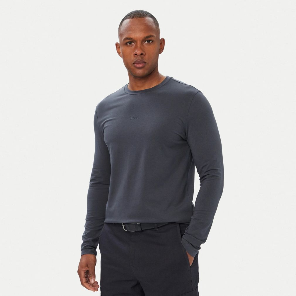 Boss Tchark Langarm-T-shirt Dunkelblau