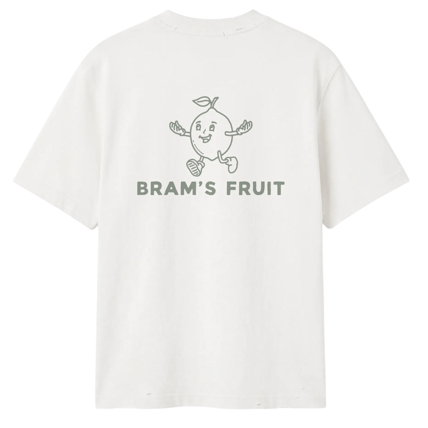 Bram’s Fruit Distressed Big Lemon Outline T-shirt Wit