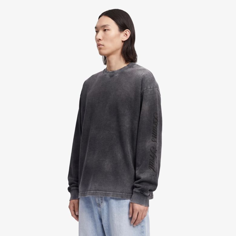 Bram’s Fruit Distressed Script Logo Longsleeve T-shirt Zwart