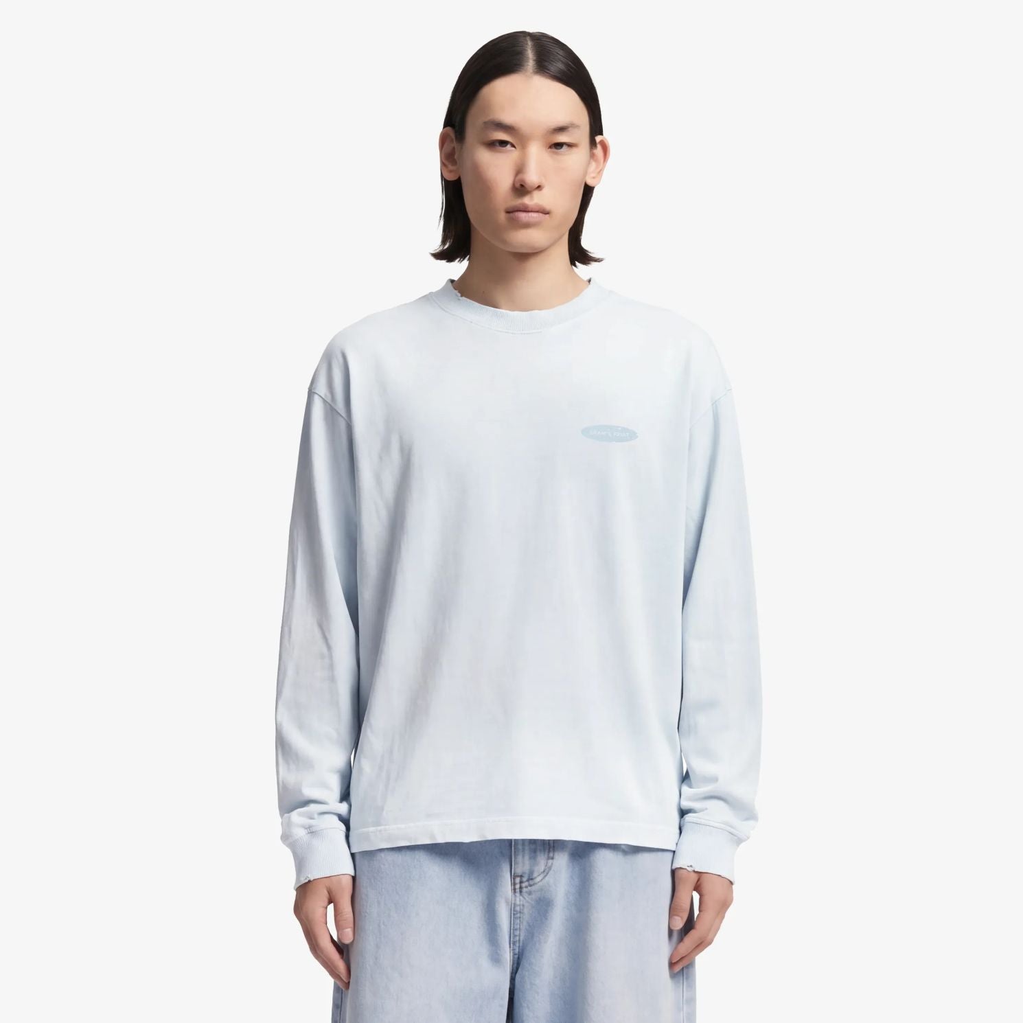 Bram's Fruit Gardening Distressed Longsleeve T-shirt Licht Blauw