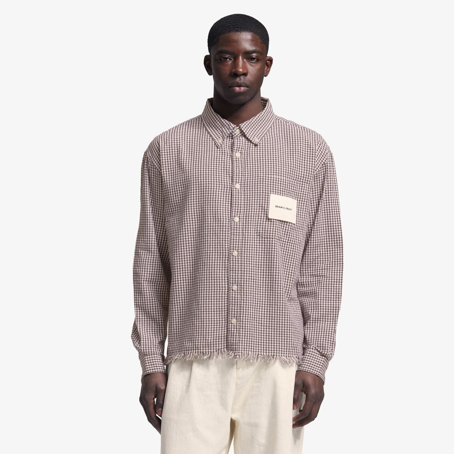 Bram’s Fruit Distressed Farmer's Hemd Braun