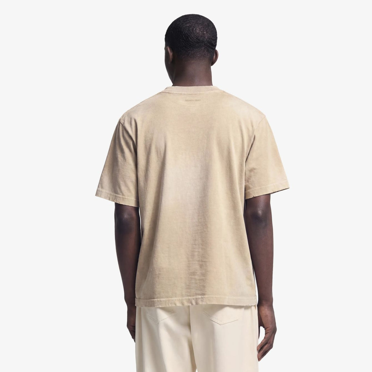 Bram’s Fruit Distressed Script Logo T-shirt Beige